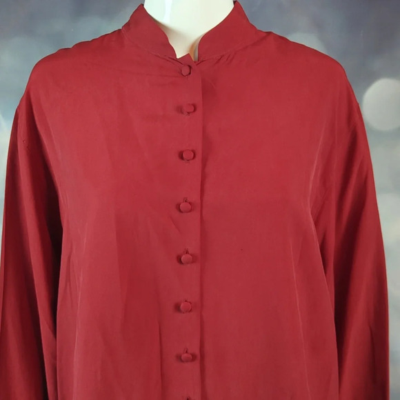 Potomac Collection sz L Vintage 100% Silk Buttons Down Tunic Top / Blouse - Picture 2 of 6